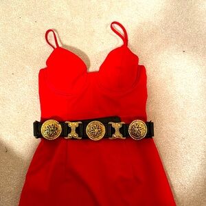 Polly red mini dress